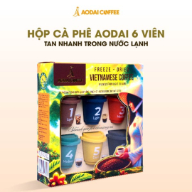 Hộp 6 Viên Cafe Hòa Tan Sấy Thăng Hoa Nguyên Chất AODAI COFFEE Từ Hạt Cafe Robusta - 6 Cấp Độ vị