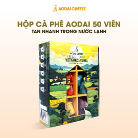 Hộp 50 Viên Cafe Hòa Tan Sấy Thăng Hoa Nguyên Chất AODAI COFFEE Từ Hạt Cafe Robusta - 6 Cấp Độ Vị